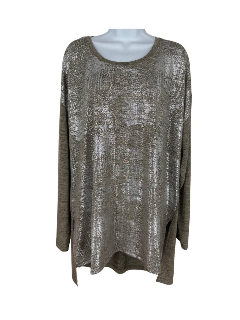 Soft Surroundings Royale Tee Metallic Silver Tunic Top Size 1X